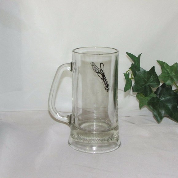 Vintage Glass Beer Mug Golf Bag Golfer Gift Barware Pub Decor - Picture 2 of 4